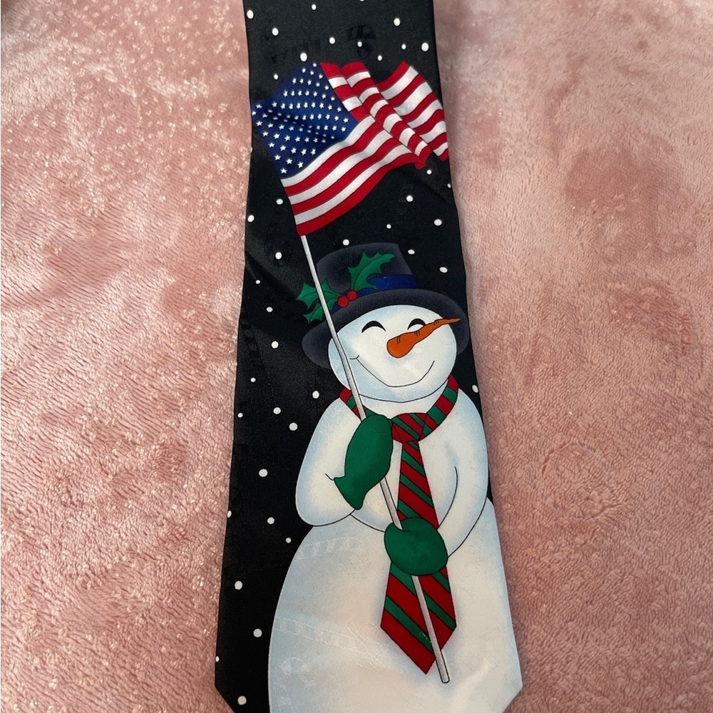 Patriotic Snowman Black Tie